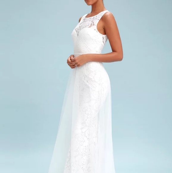 SONNET WHITE LACE BACKLESS MAXI DRESS - Picture 6 of 8